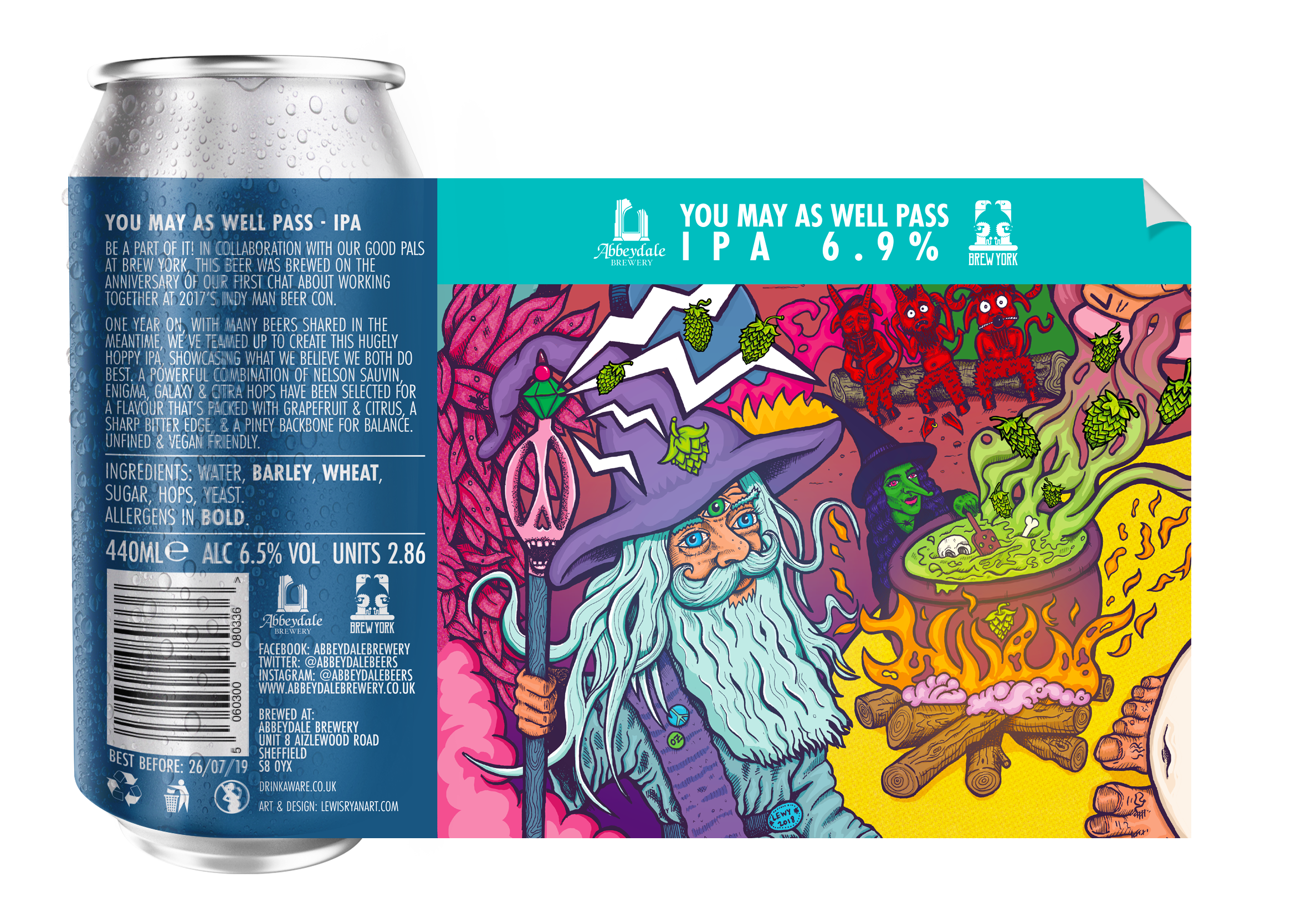 Craft Beer Label Illustration - Abbeydale Brewery - You May As Well Pass IPA