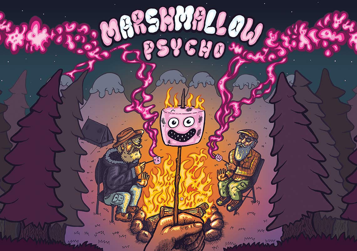 Craft Beer Label Illustration - Amundsen Brewery - Marshmallow Psycho