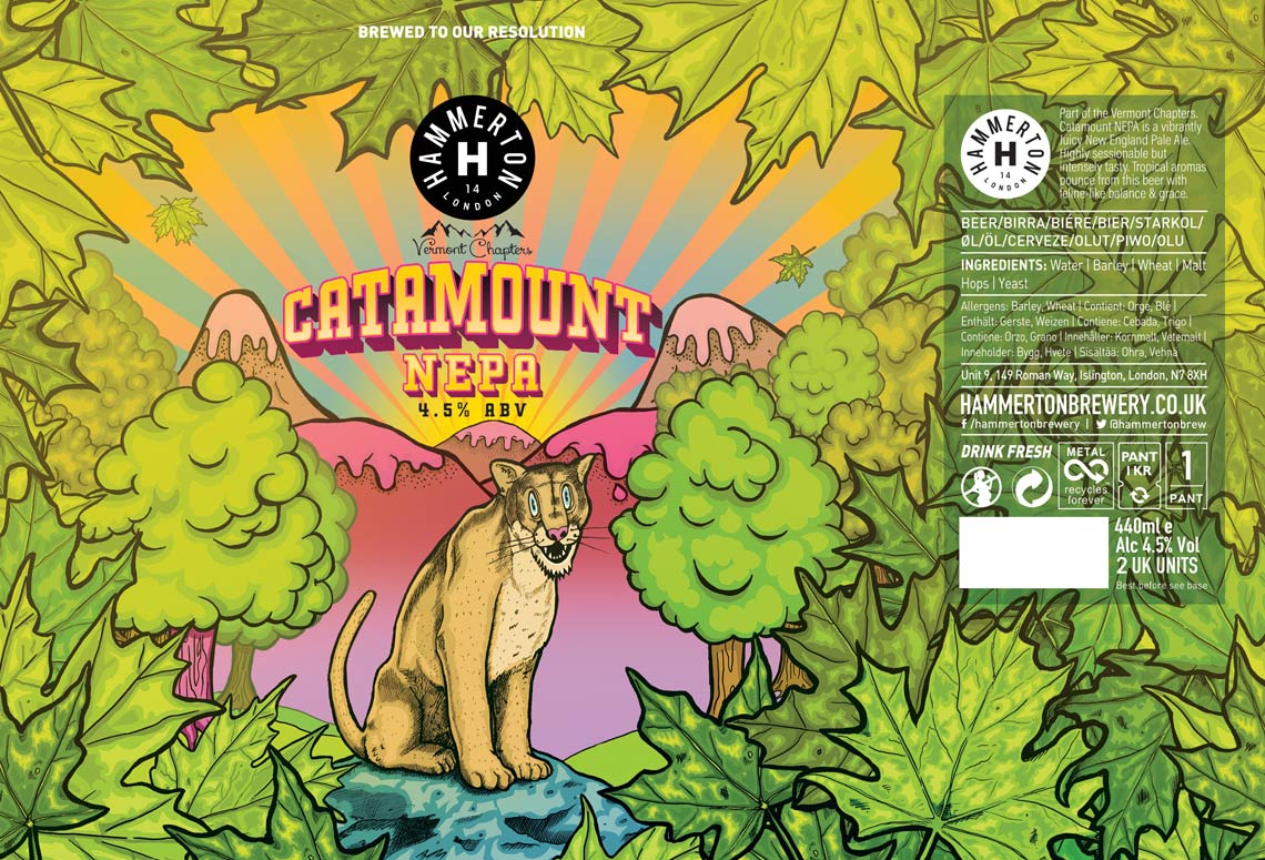 Craft Beer Label Illustration - Hammerton Brewery - Catamount NEPA