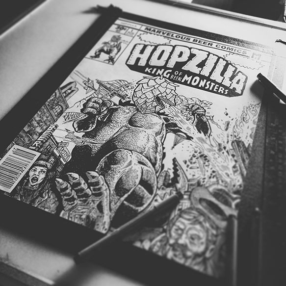 Hopzilla - Beer Poster Art Work