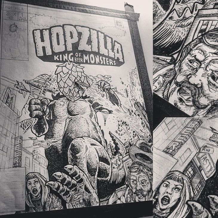 Hopzilla - Beer Poster Art Work