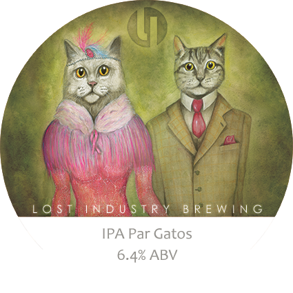 Craft Beer Label Illustration - Lost Industry - IPA Par Gatos - Keg Artwork